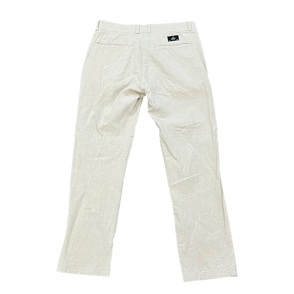 I LOVE UGLY Full Length Slim Kobe Pant Bone Beige Linen Blend‎ Mens Small